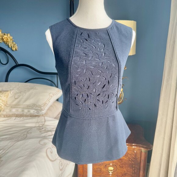 Navy Blue Peplum Sleeveless Banana Republic Top - Picture 3 of 8